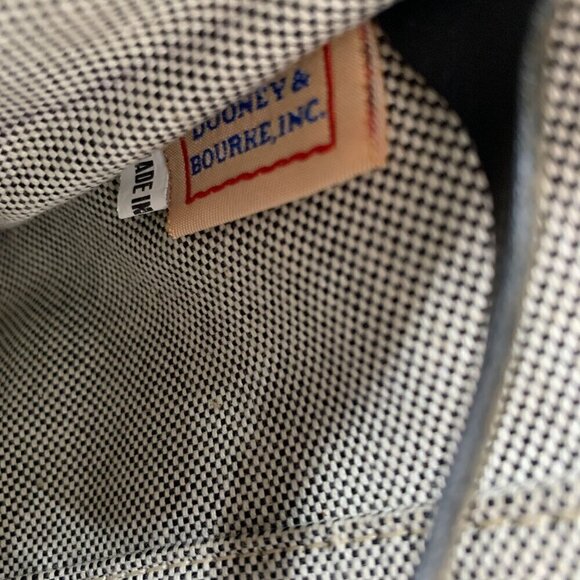 Dooney & Bourke Leather Trim Signature Buckle Satchel Grey Canvas Black Leather - Picture 2 of 13